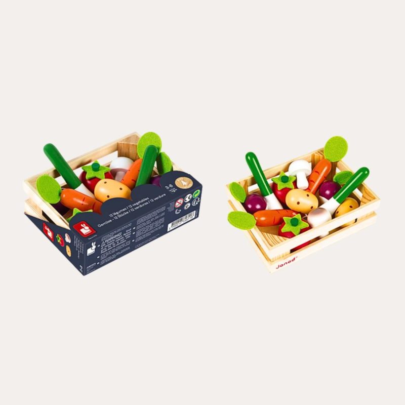 12 Vegetables In Wooden Crate Educational Toys