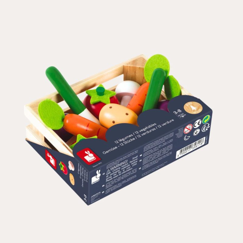 12 Vegetables In Wooden Crate Educational Toys