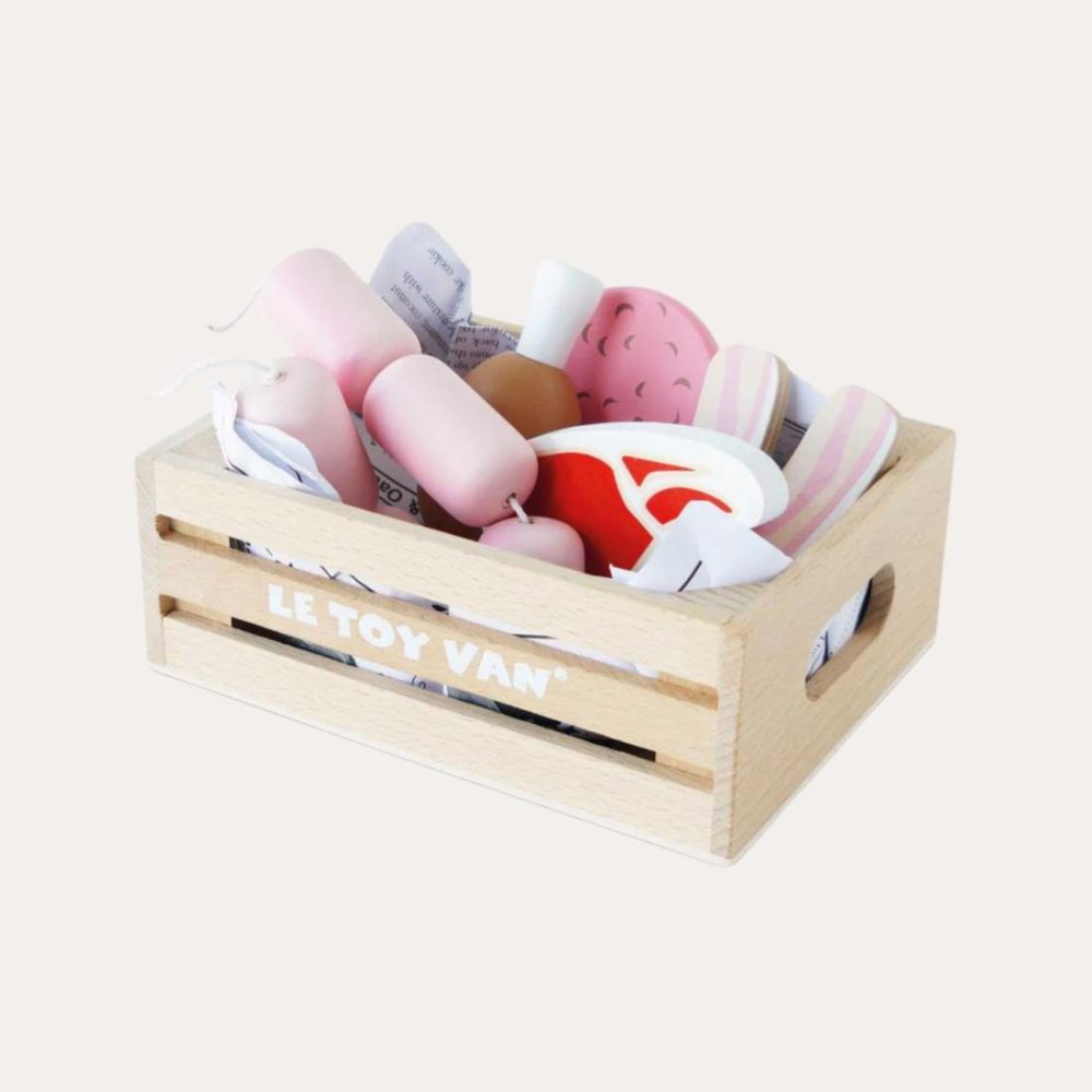 Butchers Meat Wooden Market Crate Educational Toys