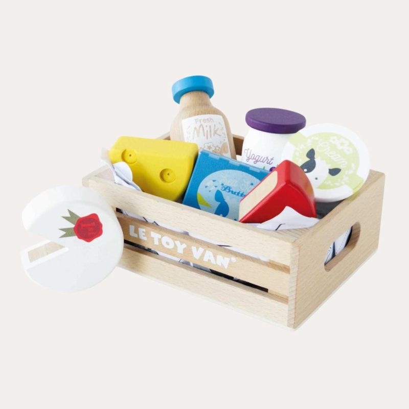 Cheese & Dairy Wooden Market Crate Educational Toys