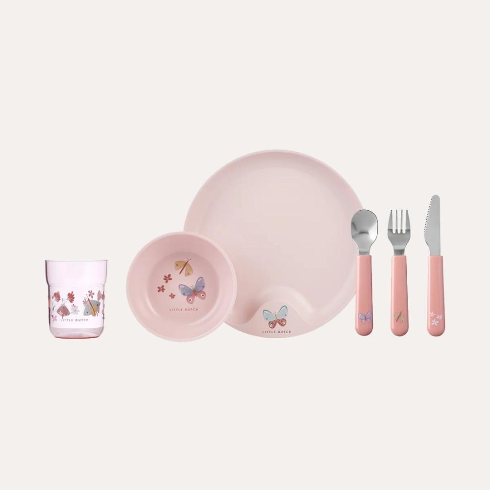 Children’s Dinnerware 6-Piece Set – Flowers & Butterflies Dinner Plates, Bowls