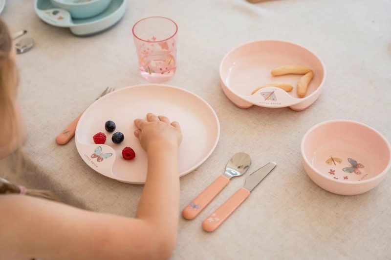 Children’s Dinnerware 6-Piece Set – Flowers & Butterflies Dinner Plates, Bowls