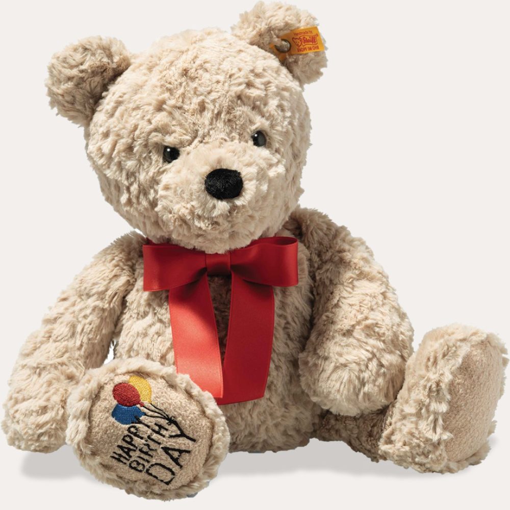 Jimmy Teddy Bear Beige Birthday Plush Toy, 35Cm Nursery & Baby