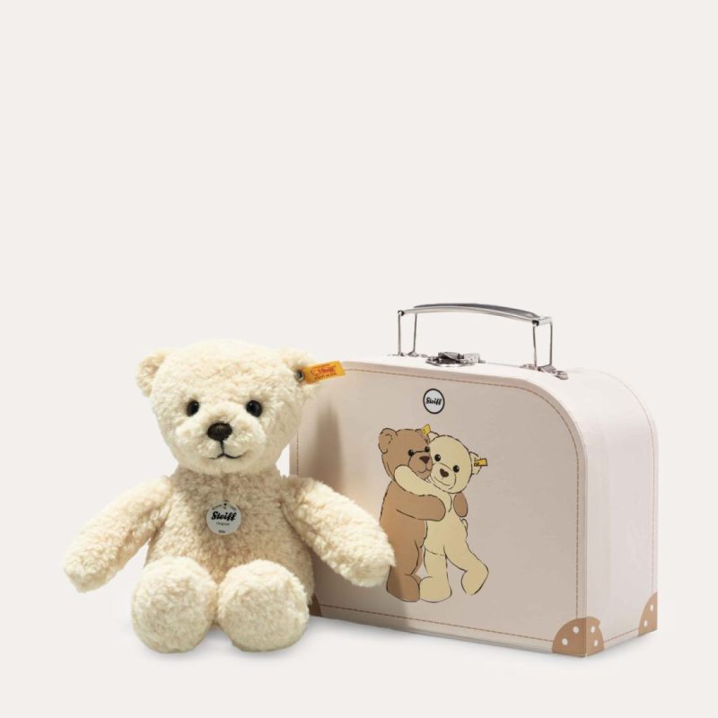 Mila Teddy Bear Beige In Suitcase, 21Cm