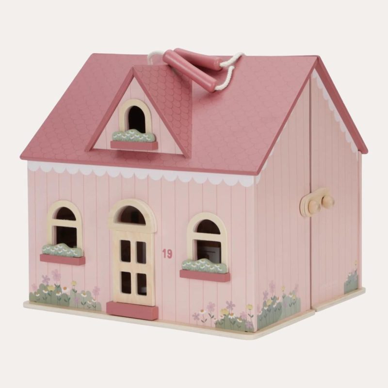 Pink Wooden Dolls House With Furniture Doll Houses