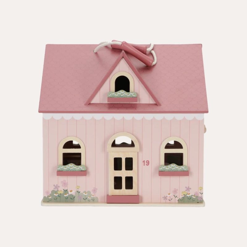 Pink Wooden Dolls House With Furniture Doll Houses