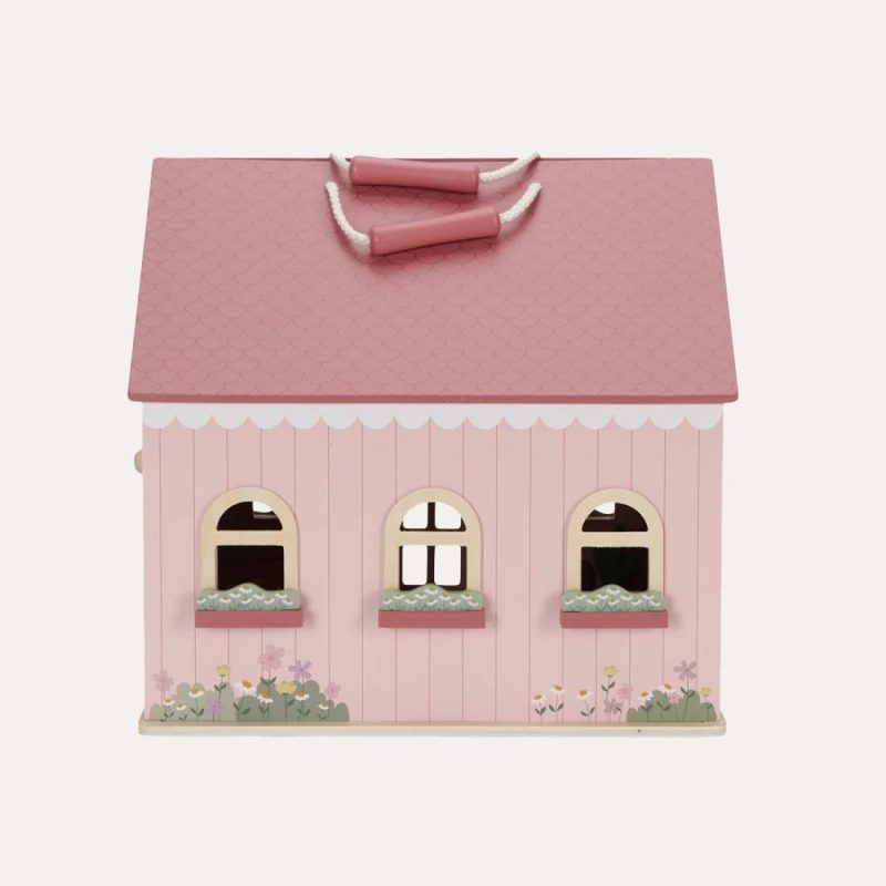 Pink Wooden Dolls House With Furniture Doll Houses