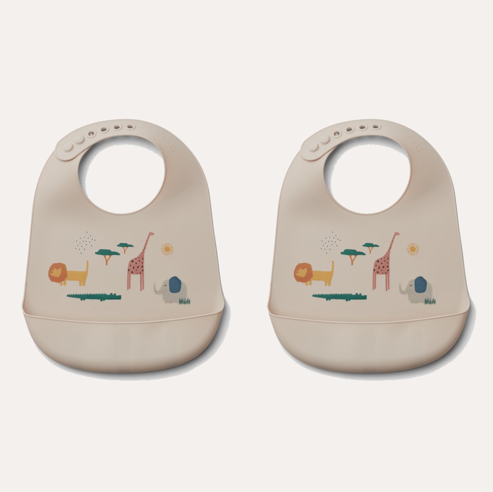 Tilda Silicone Bib – Sandy/Safari (2 Pack) Bibs