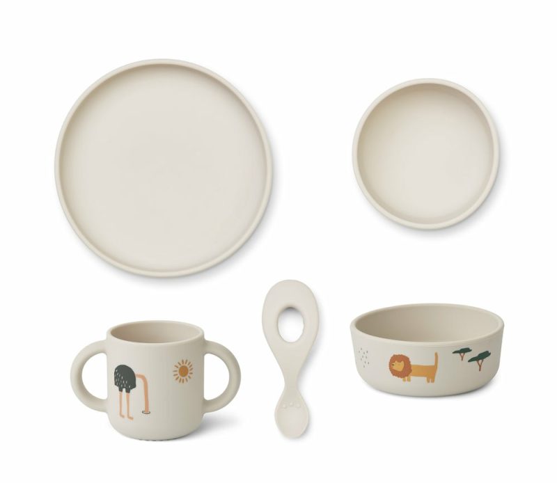 Vivi Printed Tableware Set – Safari / Sandy Dinner Plates, Bowls