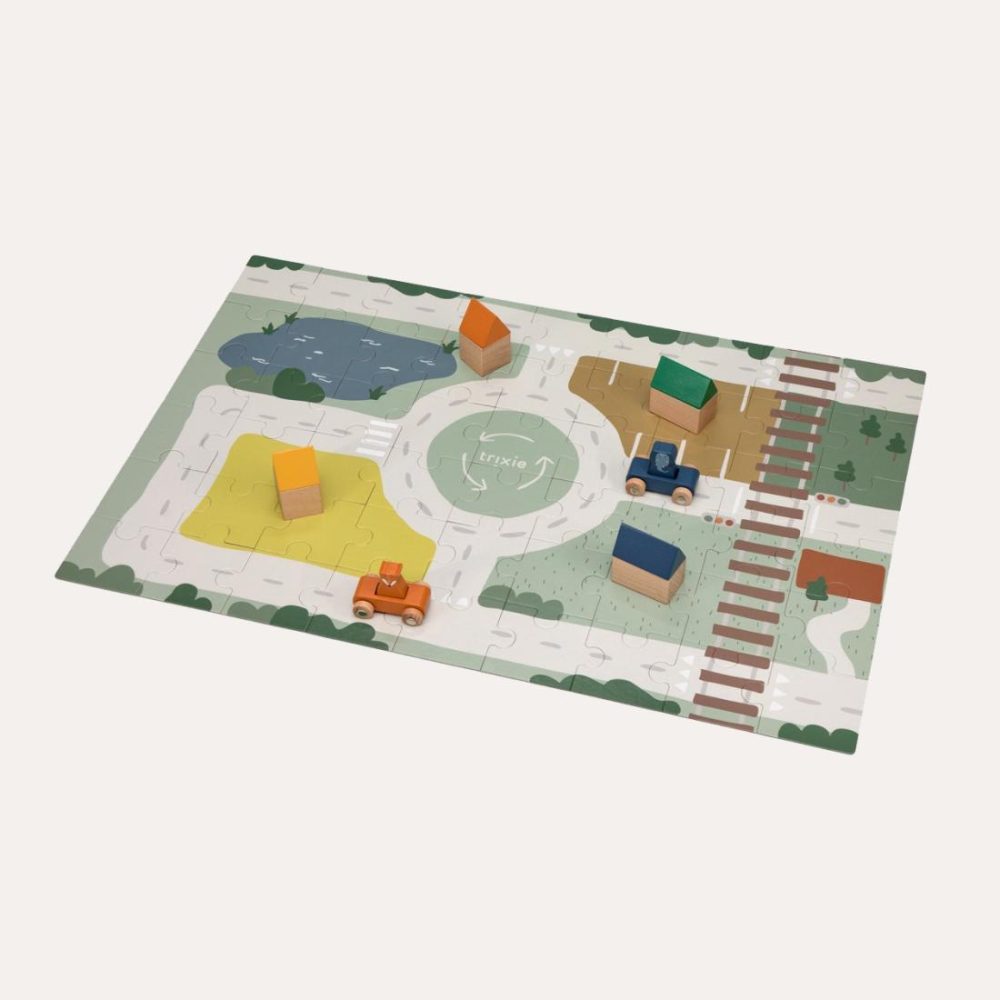 Wooden Road Puzzle With Accessories Educational Toys