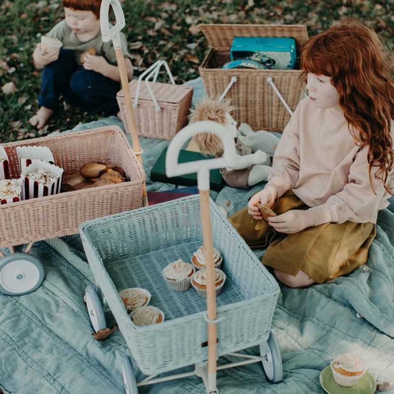 Rattan Wonder Wagon – Vintage Blue Educational Toys