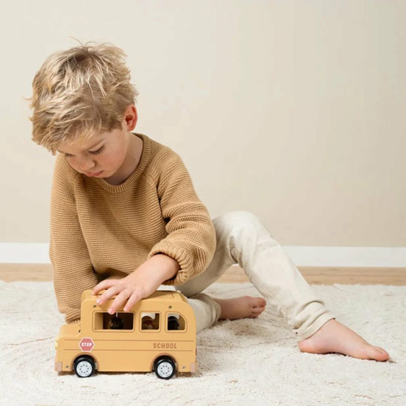 School Bus With Figures Cars, Planes & Transport