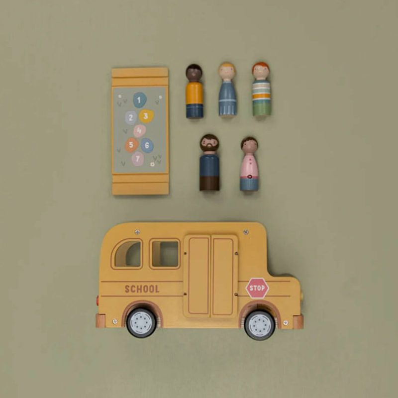 School Bus With Figures Cars, Planes & Transport