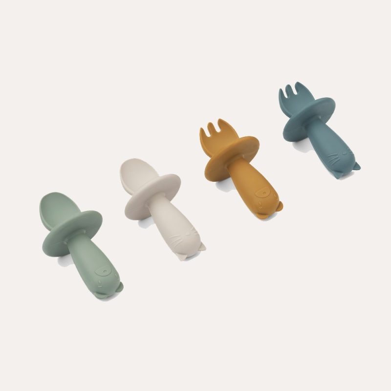 Avril Baby Cutlery – Faune Green (4 Pack) Meal Time